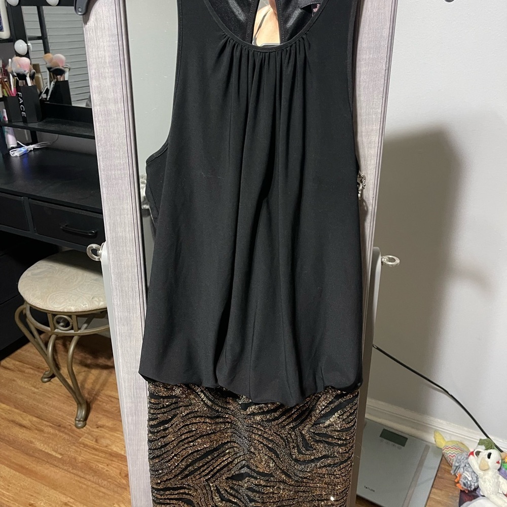 Aqua Black and Gold Mini Dress‎ vintage
